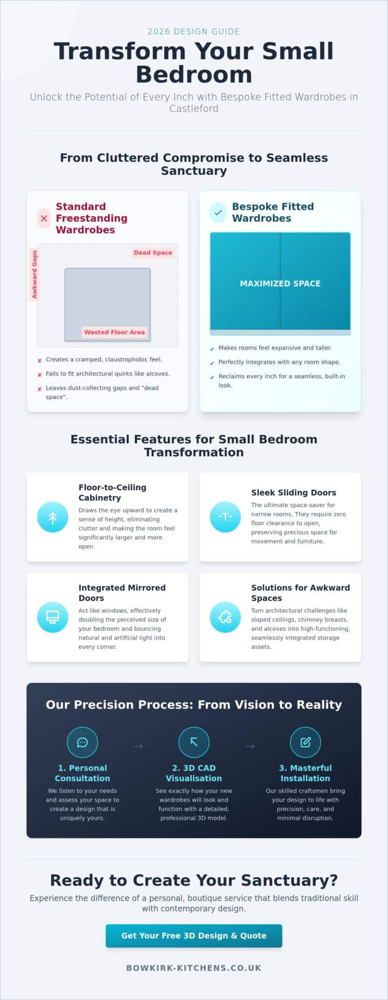 Maximising Space: Fitted Wardrobes for Small Bedrooms in Castleford (2026 Guide)